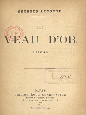 cover image of Le veau d'or